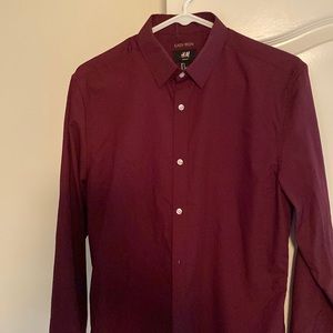 Maroon slim fit easy iron dress shirt
